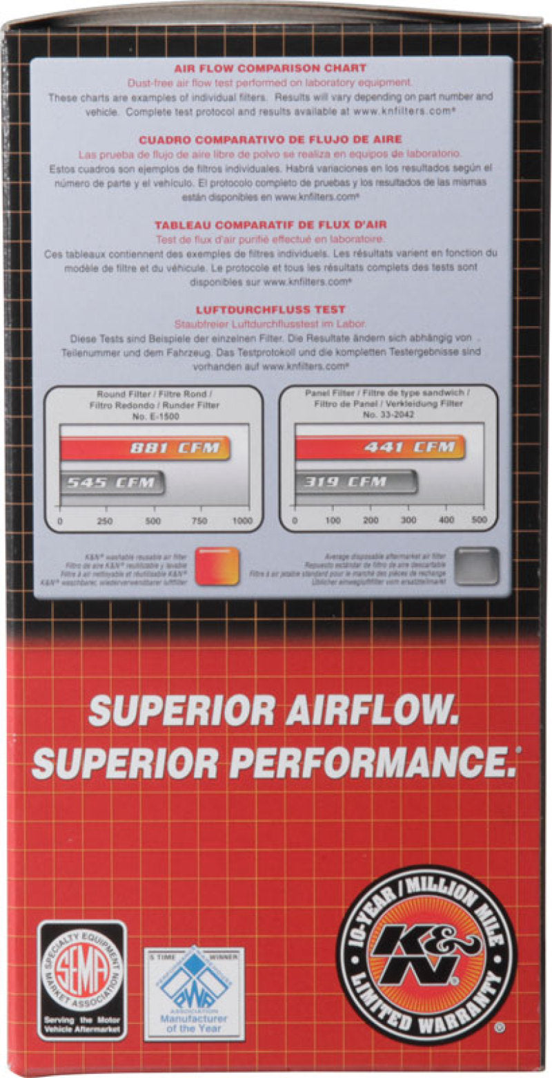 K&N Engineering 33-2413 High-Flow Reusable Air Filter for Nissan GT-R (2010-2014)