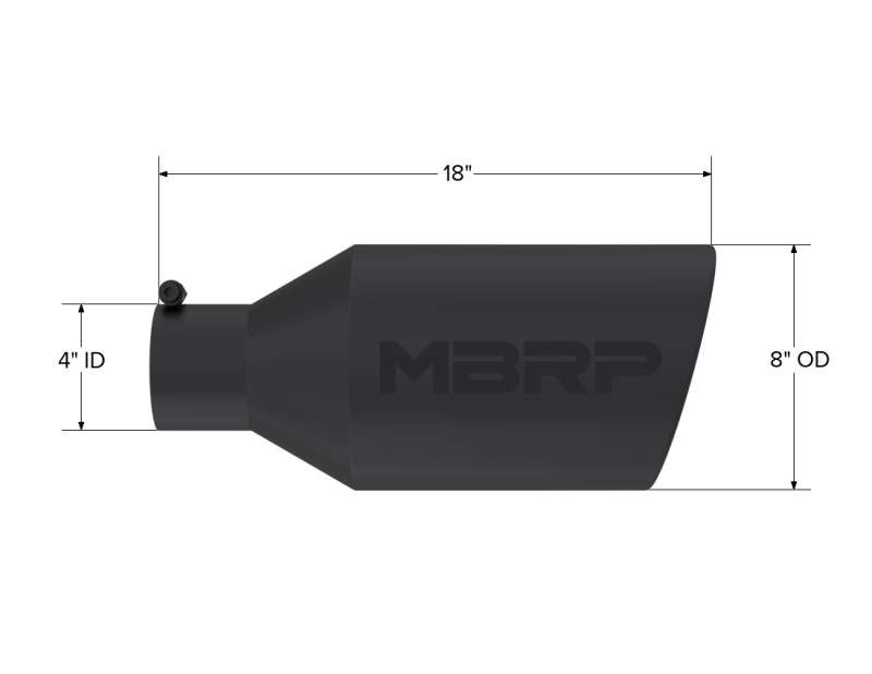 MBRP Universal 8-inch Black Exhaust Tip with Rolled End - Part Number T5128BLK