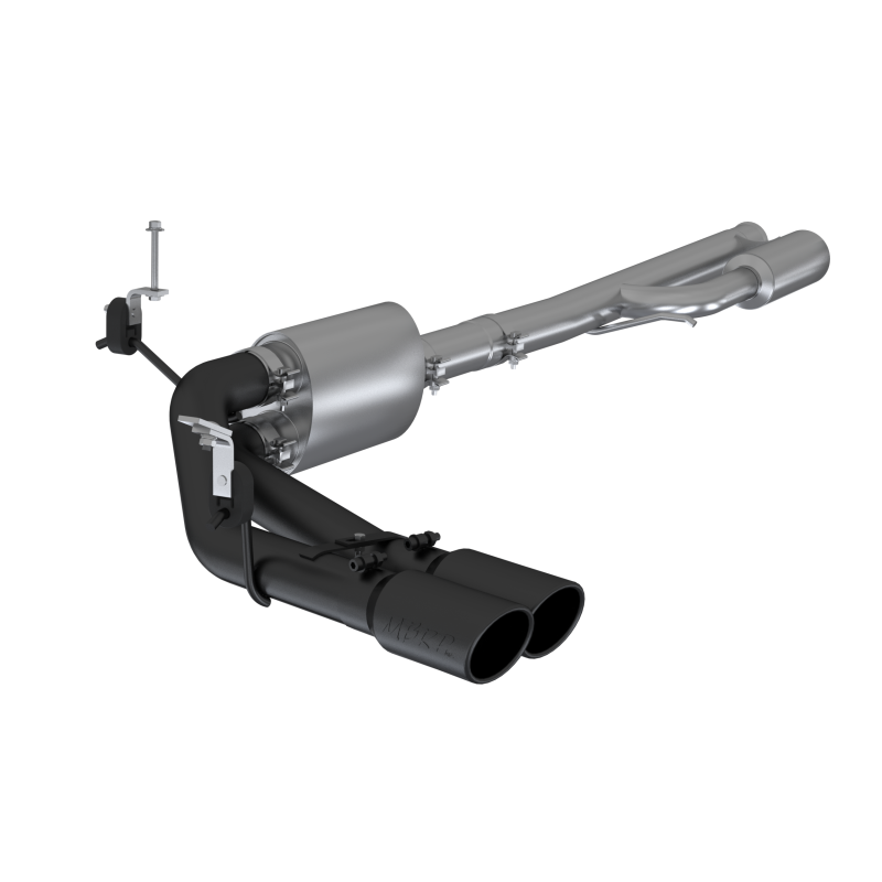 MBRP Armor BLK Series Cat Back Exhaust System for 2019 Chevrolet Silverado 1500 and GMC Sierra 1500 – Black Coated, 4-Inch Tips