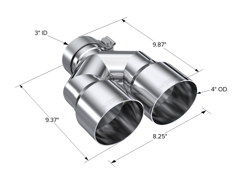 MBRP 3-inch Inlet Dual 4-inch Outlet Staggered Exhaust Tip - T304 Stainless Steel