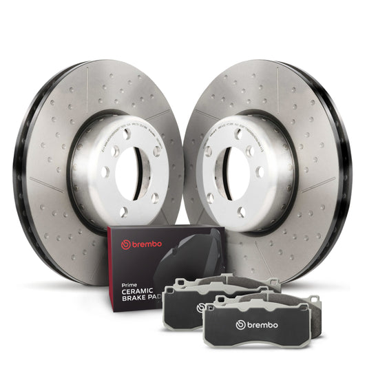 Brembo OE 12-15 BMW 328i Front Disc Brake Kit with Prime Ceramic Brake Pads and Pillar Venting Technology