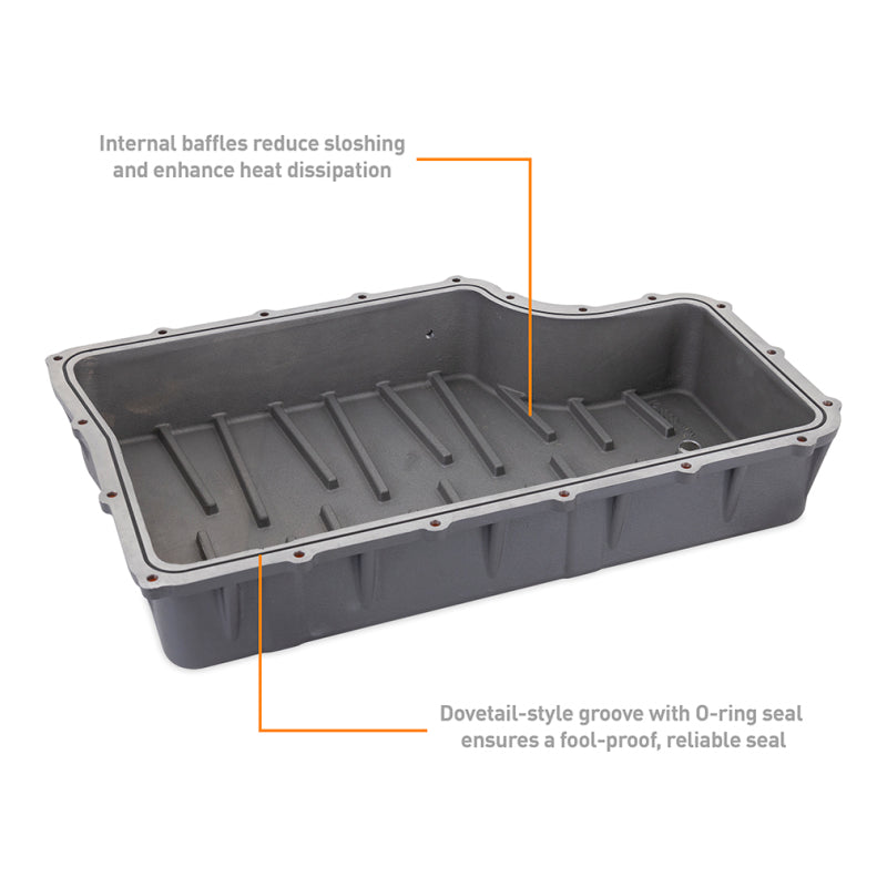 Mishimoto Aluminum Transmission Pan for Ford 6.7L Powerstroke (2011-2019) – Cast Aluminum, Gunmetal Gray