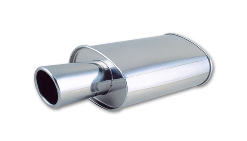 Vibrant StreetPower Oval Muffler with 4-inch Round Tip and 2.5-inch Inlet for Enhanced Performance