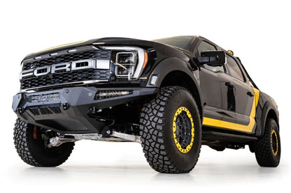 Addictive Desert Designs HoneyBadger Front Bumper for Ford Raptor 2021-2023 with Light Mounts and Satin Black Finish