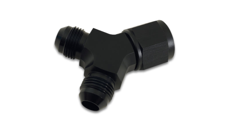 Vibrant -10AN Female to Dual -8AN Male Y-Adapter Fitting in Black Aluminum