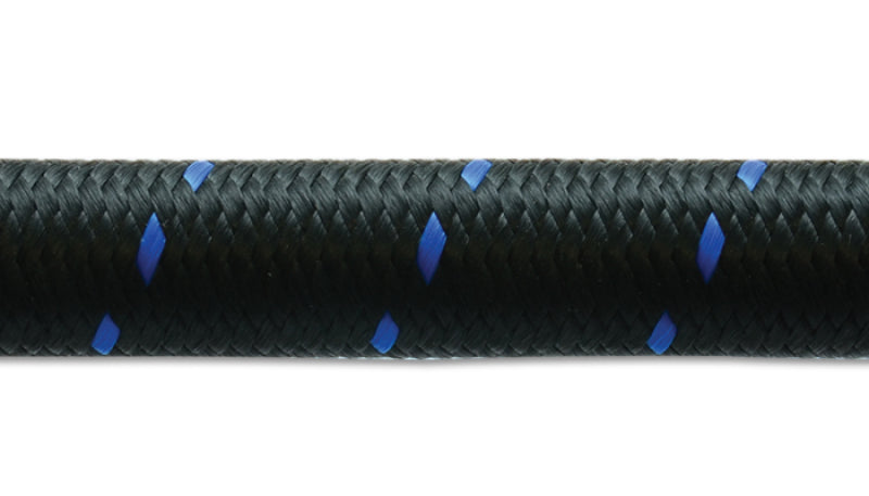 Vibrant -6 AN Nylon Braided Flex Hose with Black and Blue Finish, 5 ft Roll