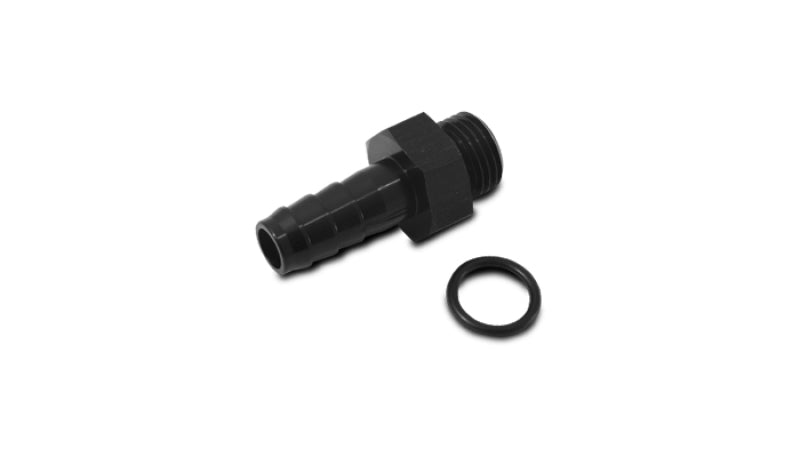 Vibrant Aluminum Male -8AN ORB to 3/8 Inch Barb Fitting with O-Ring – Anodized Black