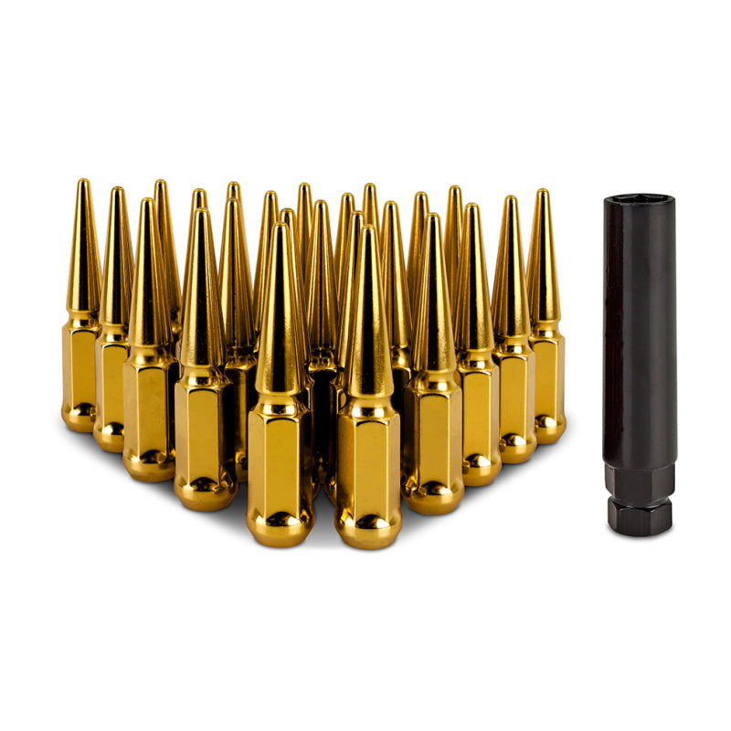 Mishimoto Steel Spiked Lug Nuts M14 x 1.5 – Gold, 24-Piece Set