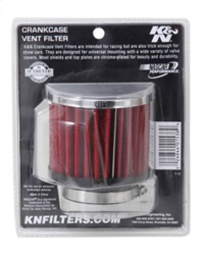 K&N Engineering 62-1480 Chrome Finish Rubber Base Crankcase Vent Filter with 1.75-inch Flange