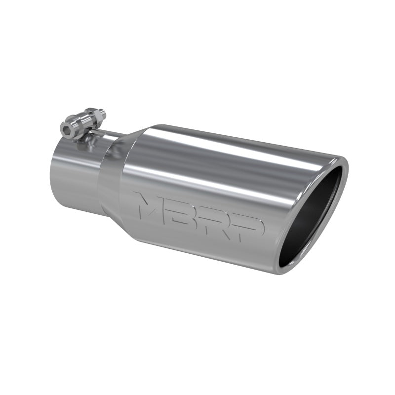 MBRP Universal Exhaust Tip 4 inch OD, 2.75 inch Inlet, 10 inch Length, T304 Stainless Steel, Angled Rolled End