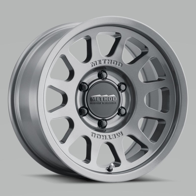 Method MR703 17x8.5 Inch Titanium Off-Road Wheel with 5x5 Bolt Pattern and Zero Offset