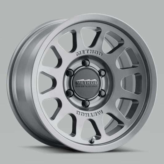 Method MR703 17x8.5 Inch Titanium Off-Road Wheel with 5x5 Bolt Pattern and Zero Offset