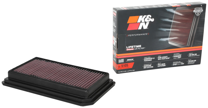 K&N Engineering 33-5105 High-Flow Replacement Air Filter for Cadillac CT4 and CT5 (V6 3.0L)