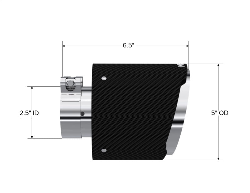 MBRP Universal Carbon Fiber Exhaust Tip 2.5 in. Inlet, 5 in. Outlet, 6.5 in. Length – Angle Cut Dual Wall Design