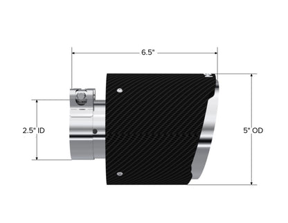 MBRP Universal Carbon Fiber Exhaust Tip 2.5 in. Inlet, 5 in. Outlet, 6.5 in. Length – Angle Cut Dual Wall Design