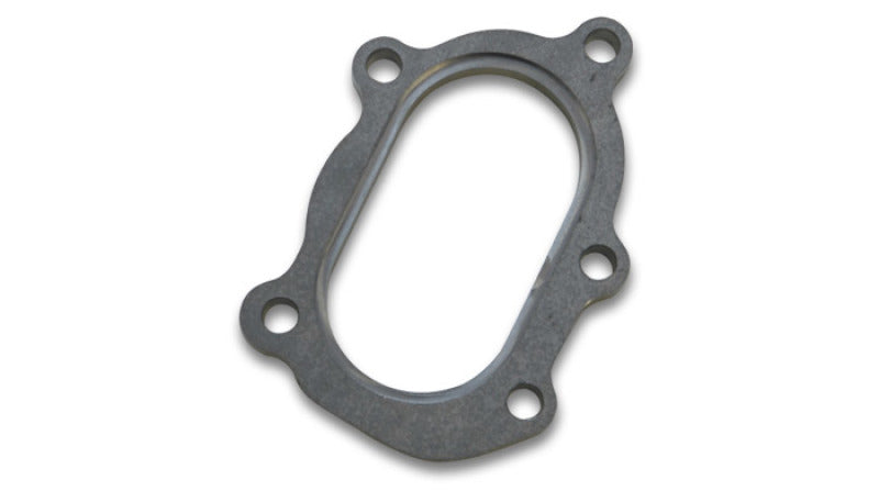 Vibrant GT25R / GT28R Discharge Flange with Oval Outlet - 304 Stainless Steel, 5-Bolt, 0.5 Inch Thickness
