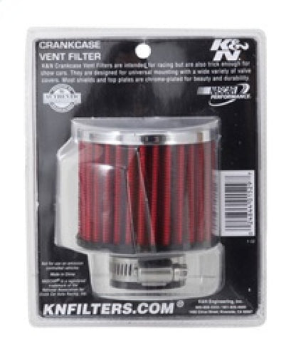 K&N Engineering 62-1390 Chrome Steel Top Crankcase Vent Filter with Black Rubber Base, 1.25-Inch Flange, 3-Inch Outer Diameter, 2.5-Inch Height