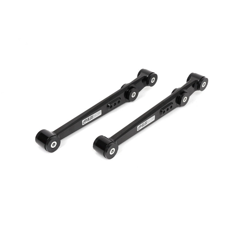 BLOX Racing V2 Billet Rear Lower Control Arms with Poly Bushings for 1996-2000 Honda Civic - Black