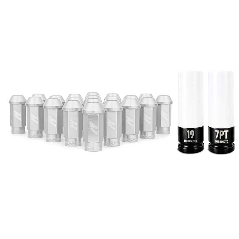 Mishimoto Aluminum Locking Lug Nuts 1/2 x 20, 23-Piece Set in Silver