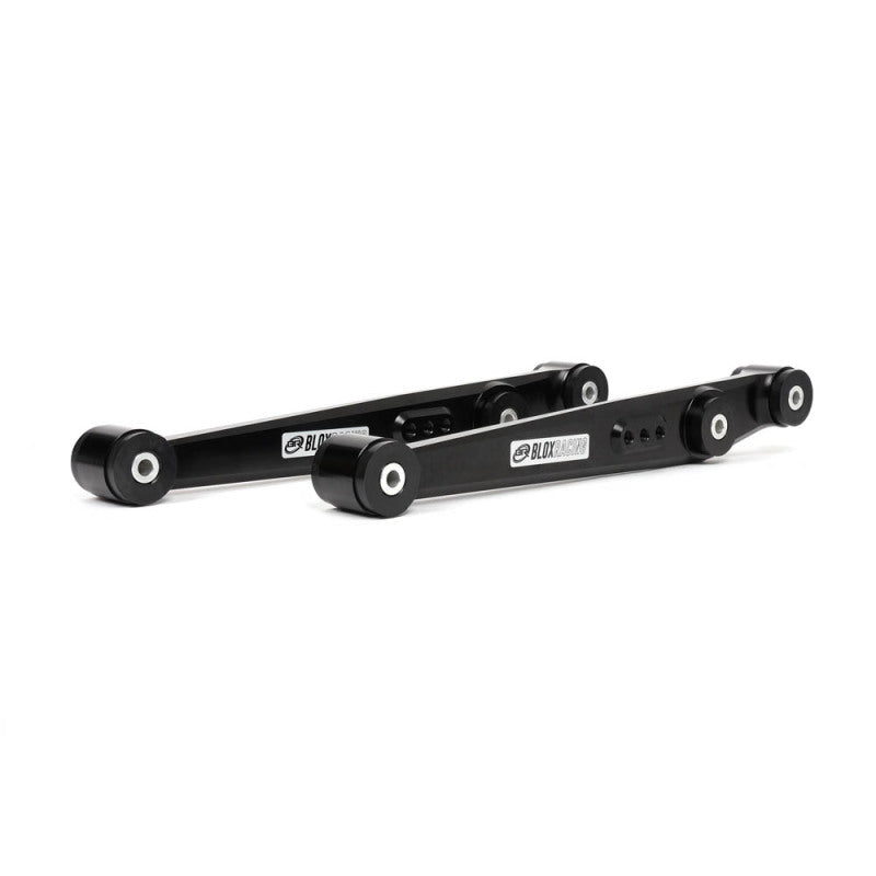 BLOX Racing V2 Billet Rear Lower Control Arms with Poly Bushings for 1996-2000 Honda Civic - Black