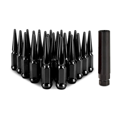 Mishimoto Steel Spiked Lug Nuts M14 x 1.5 – 24-Pack Black for Aggressive Wheel Styling