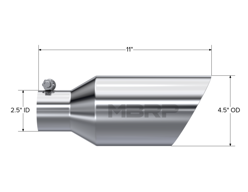 MBRP Universal Exhaust Tip 4.5-inch Dual Wall Angled Rolled End - T304 Stainless Steel