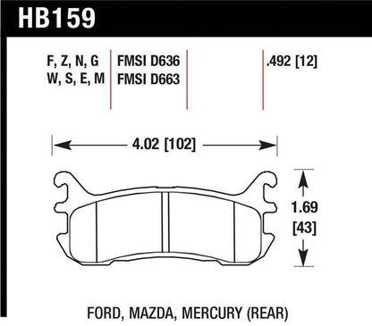 Hawk 94-05 Miata / 01-05 Normal Suspension HPS Street Rear Brake Pads (D636)