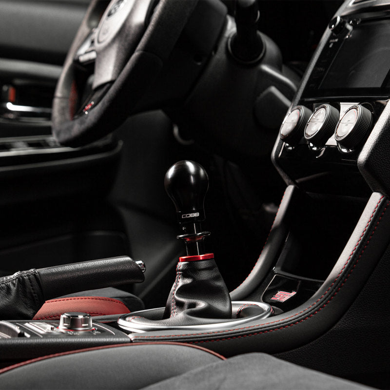 COBB Subaru 6-Speed Weighted Shift Knob - Black with Red and Black Collars