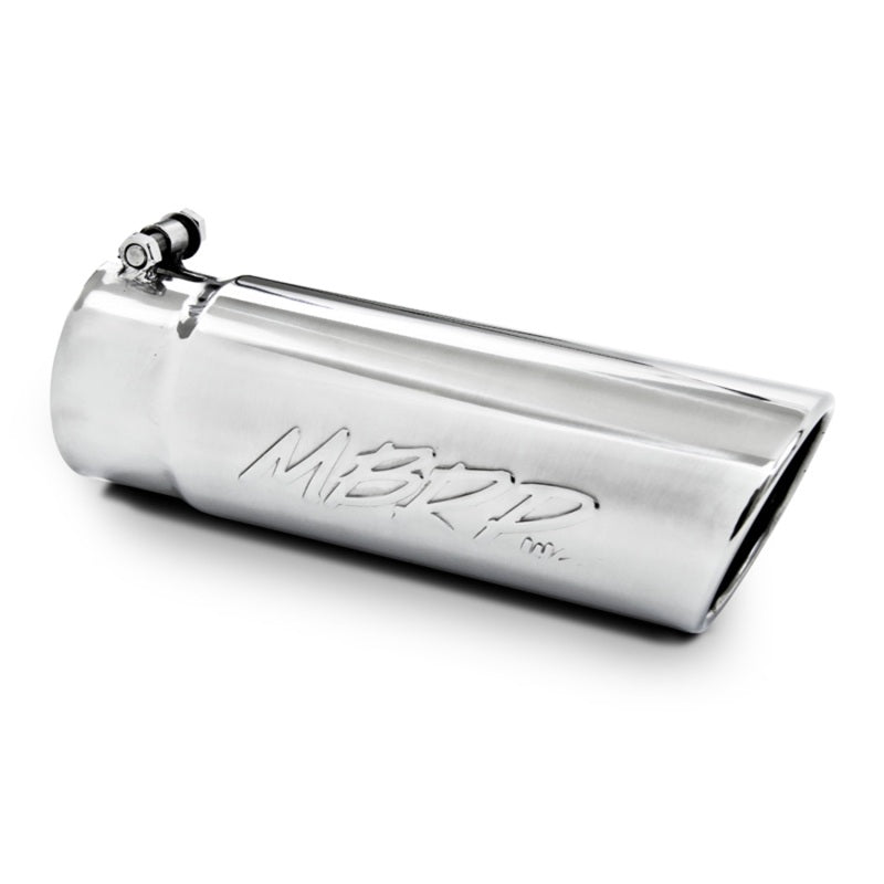 MBRP Universal 4-inch Exhaust Tip with Angled Rolled End - 3.5-inch Inlet, 10-inch Length