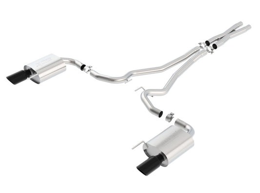 Borla S-Type Cat-Back Exhaust System for 2015-2017 Ford Mustang GT 5.0L V8 with Black Chrome Tips (Part #140590BC)