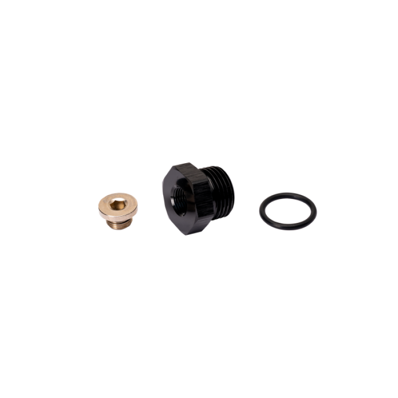 Fleece Performance Universal 3/4-16 O-Ring to 1/8 NPT Adapter with Stainless Steel Plug