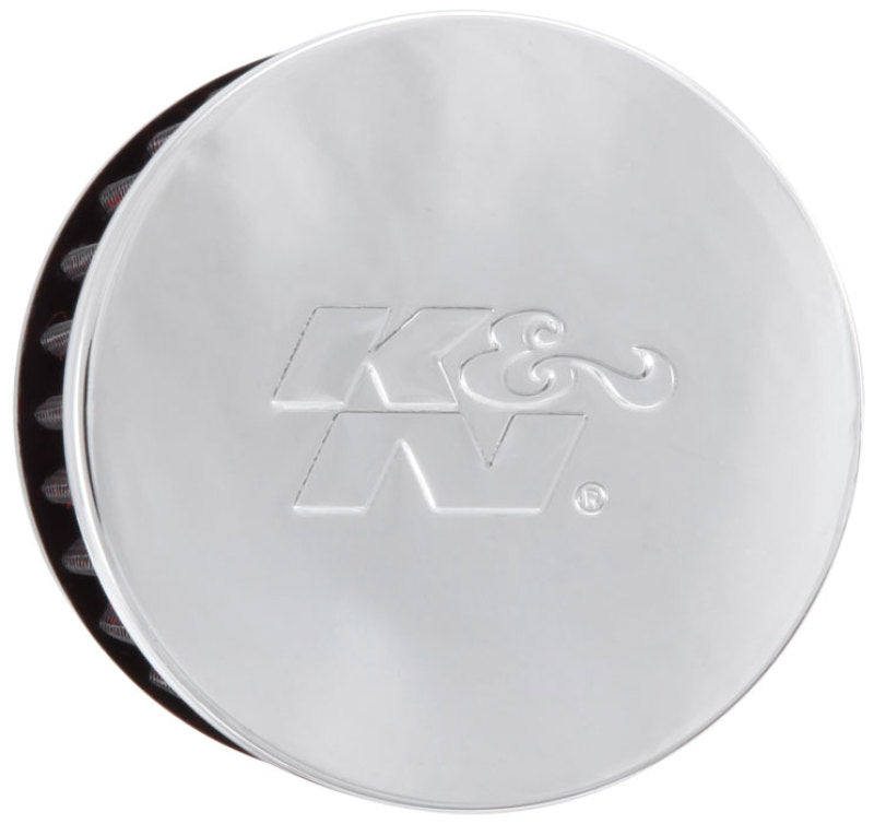 K&N Engineering 62-1440 Chrome and Black Rubber Crankcase Vent Filter – 2.5 Inch Height, 3 Inch Outer Diameter, Clamp-On Design