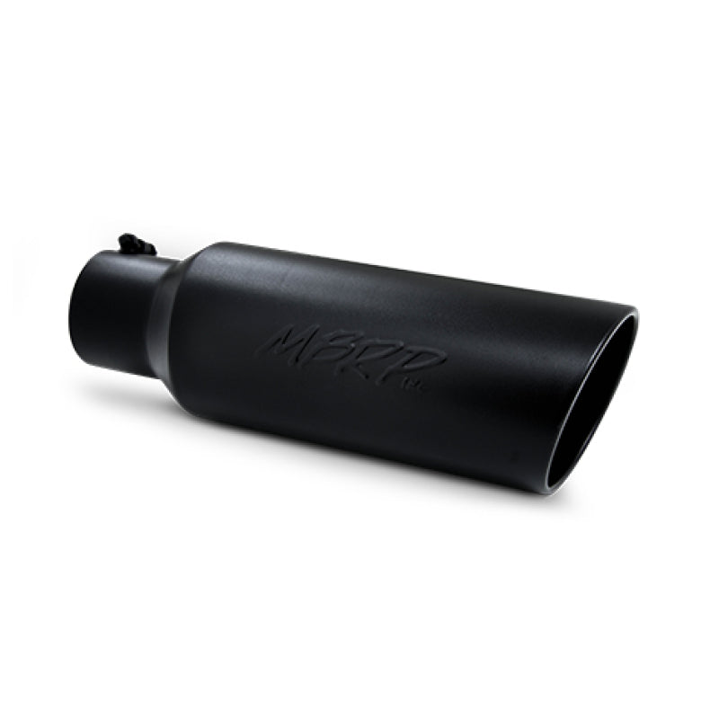 MBRP Universal 6-inch OD Rolled End Exhaust Tip - Black Coated Stainless Steel, Part Number T5130BLK