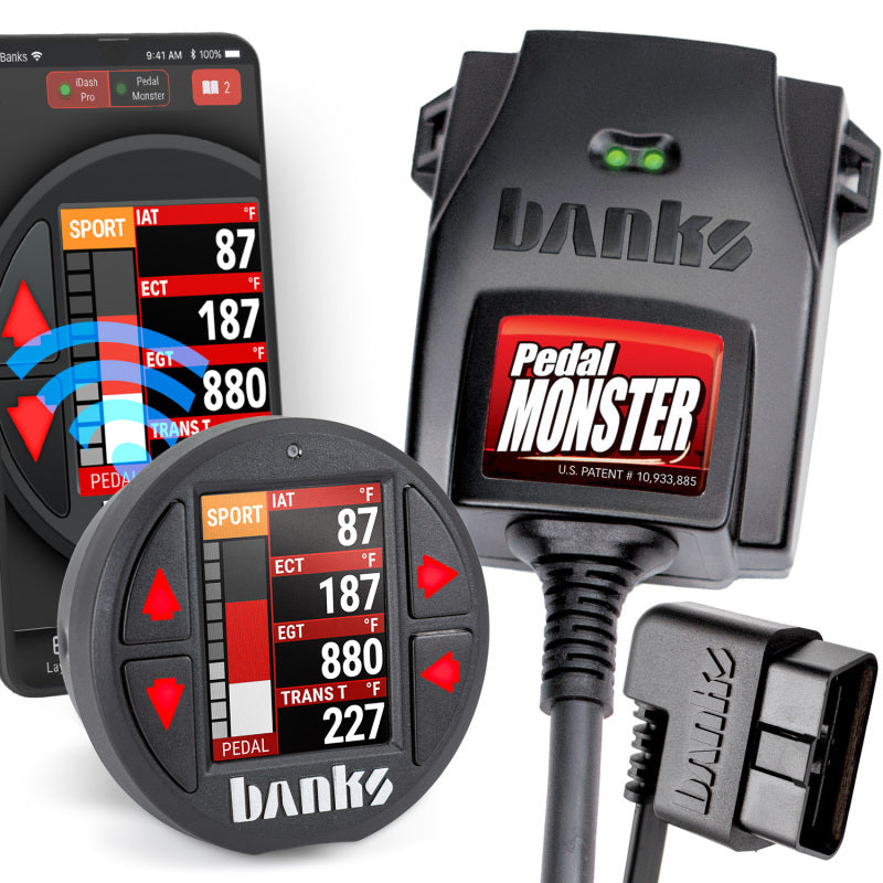 Banks Power PedalMonster Kit with iDash Pro - OBD-Connected Torque Response Controller for Gas and Diesel Vehicles
