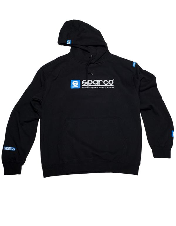 Sparco Hooded Sweatshirt with Web-Style Design in Black, Medium (Part Number: SP03100NR2M)