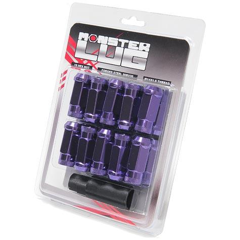 Wheel Mate Monster Open End Lug Nut Set of 20 - Purple, 14x1.50 Thread Size
