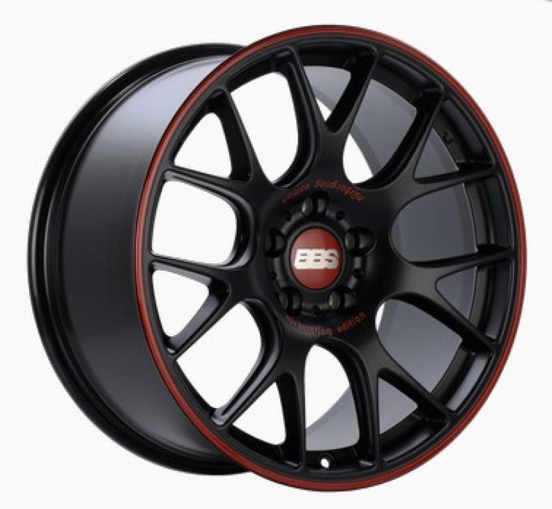 BBS CH-R Nurburgring Edition 18x8.5 Satin Black and Red Lip Wheel - 5x112 Bolt Pattern, ET47 Offset