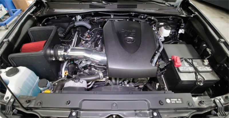 Spectre 16-18 Toyota Tacoma V6-3.5L F/I Air Intake Kit - Polished with Red Filter