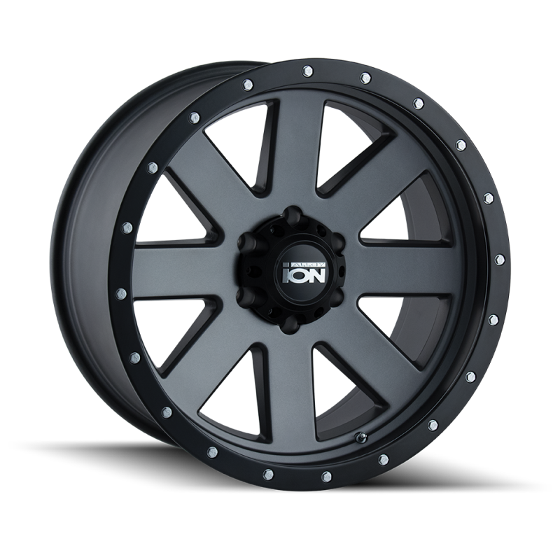 ION Wheels Type 134 18x10 Matte Gunmetal and Black Beadlock Wheel with 5x139.7 Bolt Pattern and -19mm Offset