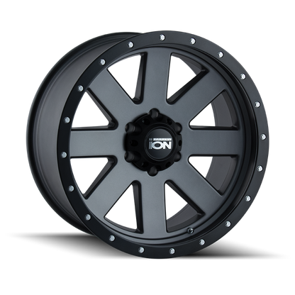 ION Wheels Type 134 18x10 Matte Gunmetal and Black Beadlock Wheel with 5x139.7 Bolt Pattern and -19mm Offset