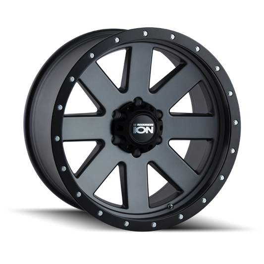 ION Wheels Type 134 18x10 Matte Gunmetal and Black Beadlock Wheel with 5x139.7 Bolt Pattern and -19mm Offset