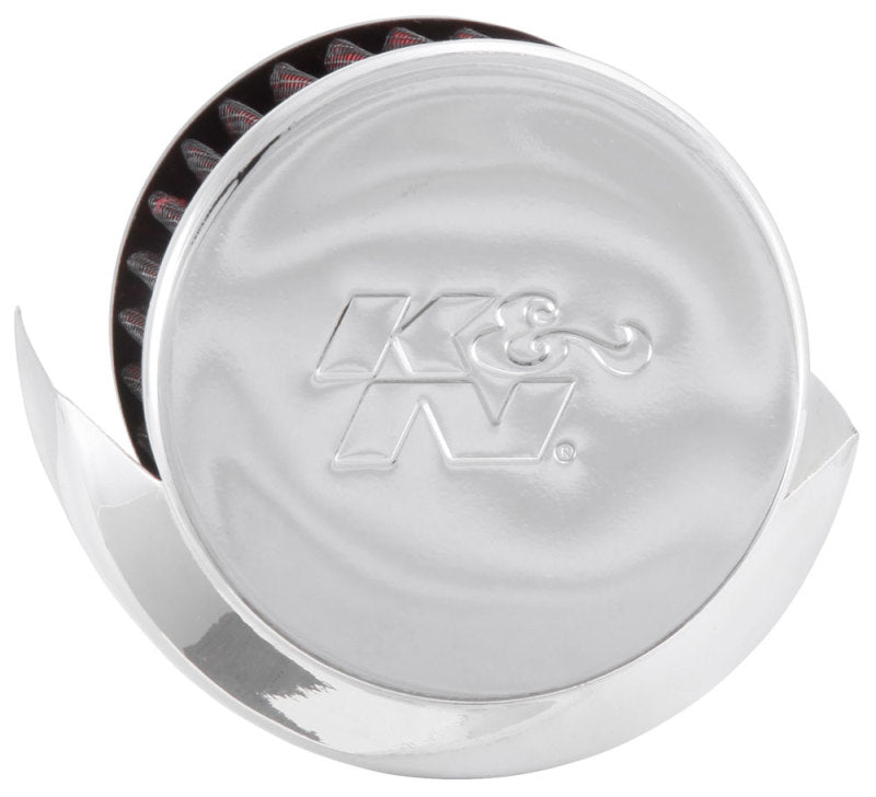 K&N Engineering 62-1513 Clamp-On Crankcase Vent Filter with Chrome Top and Deflector Shield