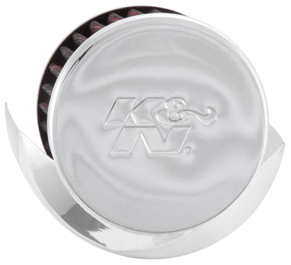 K&N Engineering 62-1513 Clamp-On Crankcase Vent Filter with Chrome Top and Deflector Shield