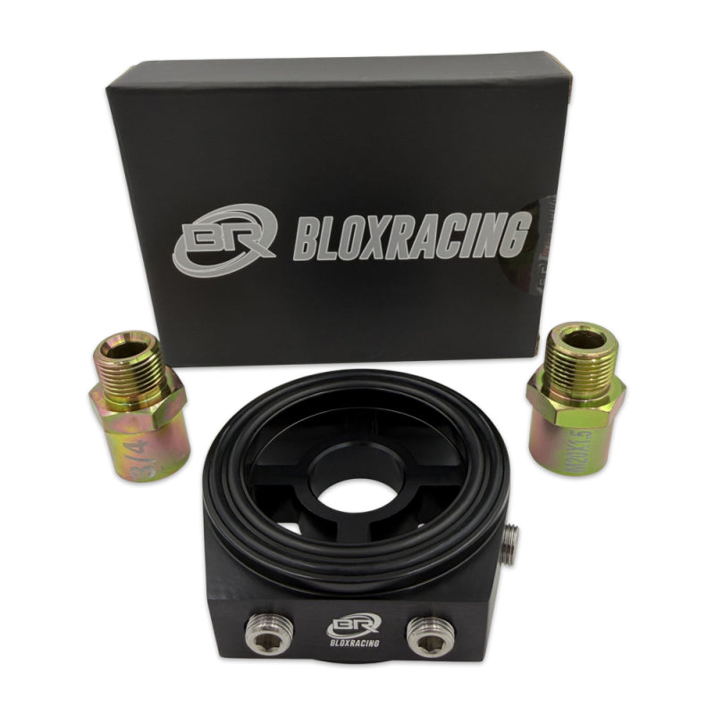 BLOX Racing Oil Filter Block Adapter Black – Compatible with Oil Pressure and Temperature Monitoring