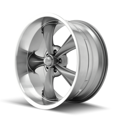 Ridler Wheels 695 18x8 Gloss Grey Machined Car Wheel with 5x120.65 Bolt Pattern