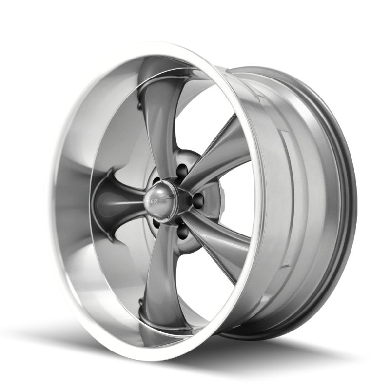 Ridler Wheels 695 20x8.5 Gloss Grey Machined Wheel - 5x127 Bolt Pattern, Zero Offset
