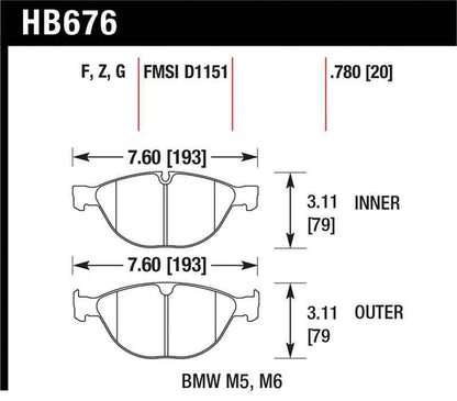Hawk 06-10 BMW M5/M6 Perf Ceramic Street Front Brake Pads