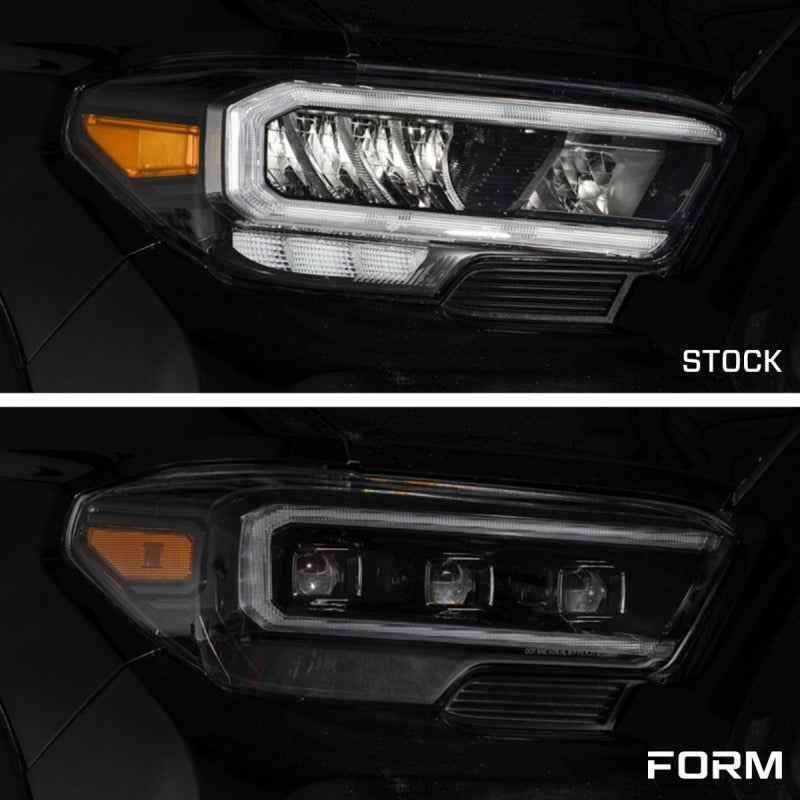 Form Lighting 2016-2023 Toyota Tacoma LED Projector Headlights with Selectable DRL Chrome (Pair)