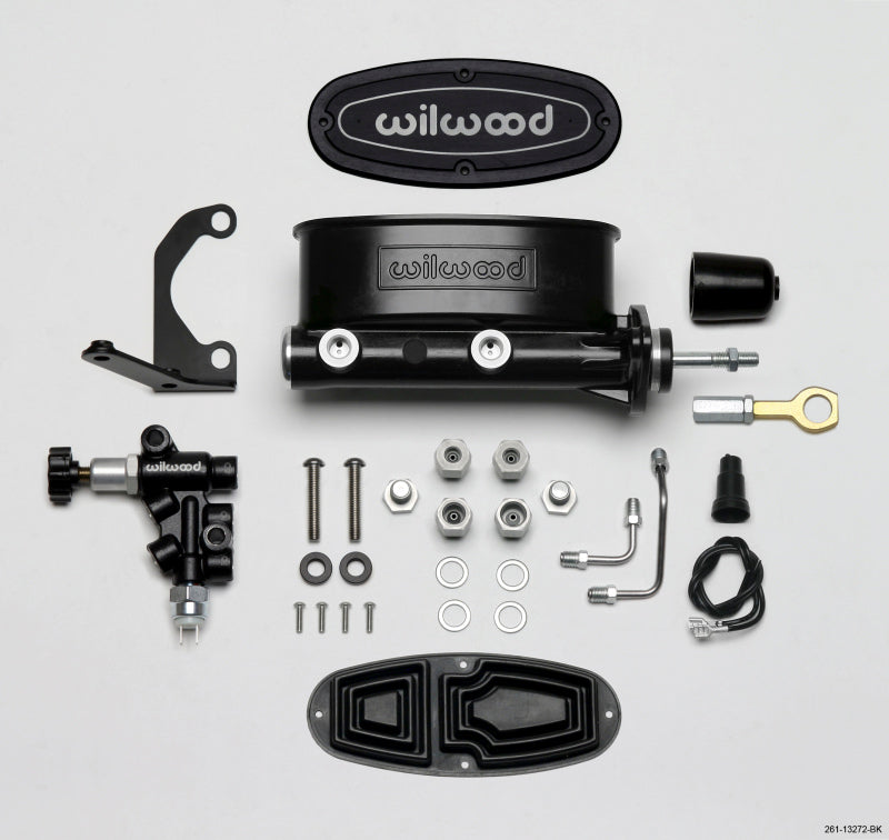 Wilwood HV Tandem Master Cylinder Kit with Combination Proportioning Valve for Early Ford Mustang – 7/8 inch Bore, Black Finish