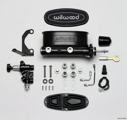 Wilwood HV Tandem Master Cylinder Kit with Combination Proportioning Valve for Early Ford Mustang – 7/8 inch Bore, Black Finish
